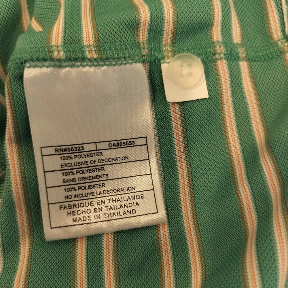 Nike Golf Polo Shirt Mens Large Striped Short Sleeve Performance Athletic Green